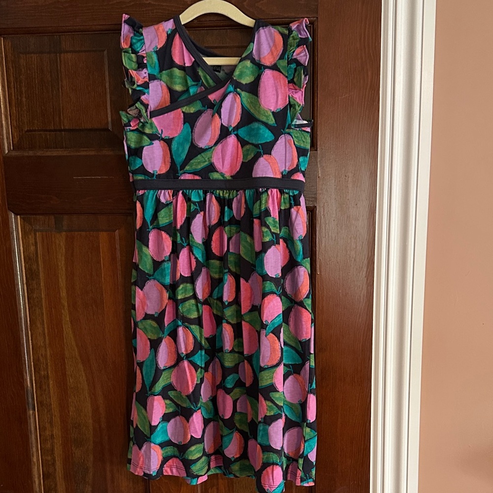 Tea Collection Pink and Green Leaf Dress